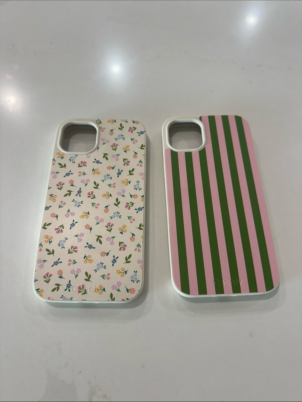 Casetify Pink & Olive Stripe + Cream Floral iPhone Case Duo iPhone 14 Plus